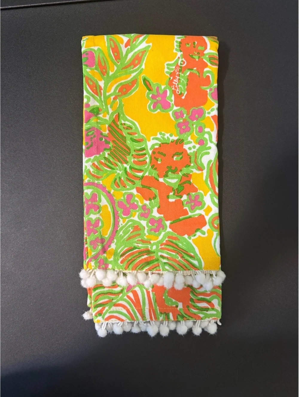 Lilly Pulitzer Colorful Floral with Pom Pom Trim